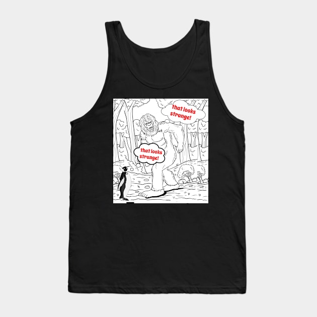 Bigfoot Meets Penguin Tank Top by HAMIRELY